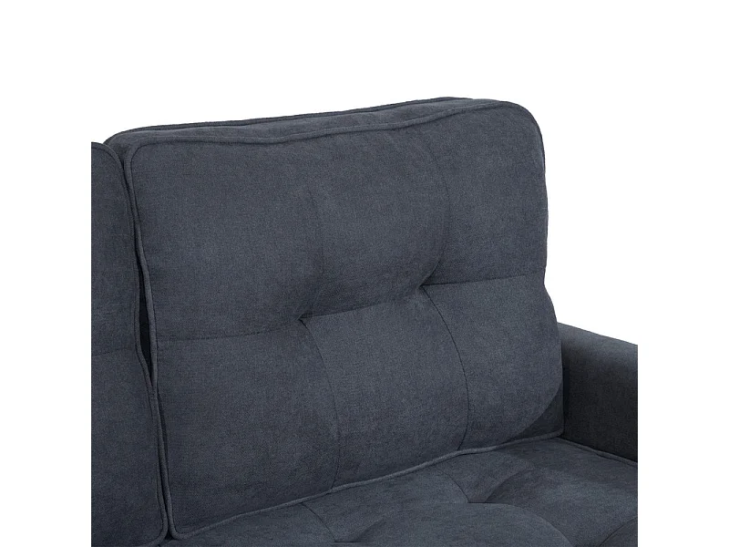 Converteerbare bank 2 plaatsen in grijs linnen - 151x86x75cm - met armleuningzak - Slapen 169x127cm - 12 cm matras