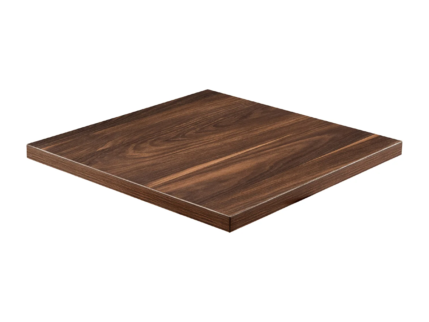 Table à manger carrée 60 cm pied blanc et revêtement bois foncé