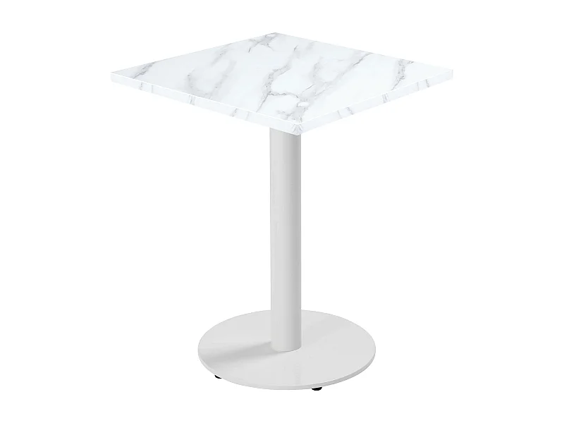 Tafel vierkant 60 cm witte voet en wit marmeren bekleding