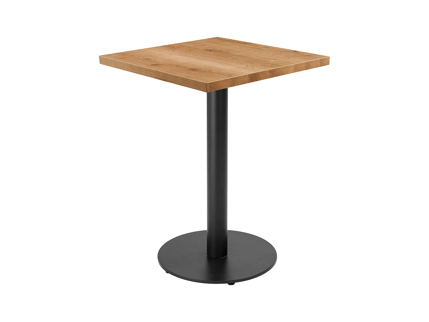 Table à manger carrée 60 cm pied noir et revêtement bois clair