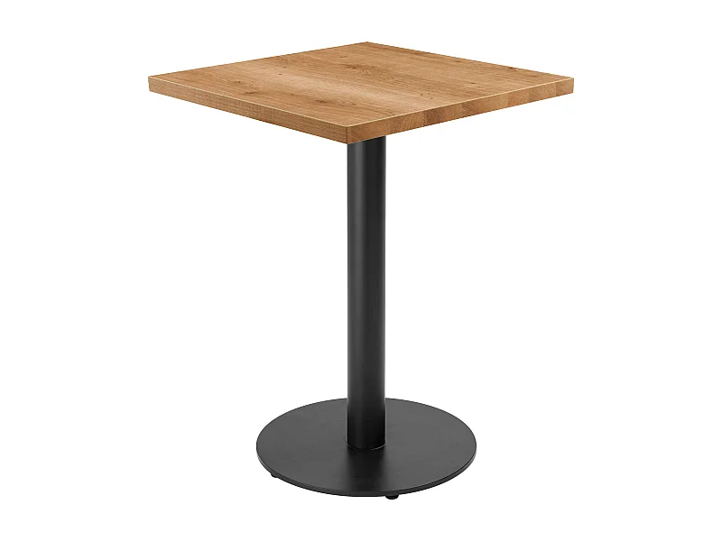 Table à manger carrée 60 cm pied noir et revêtement bois clair