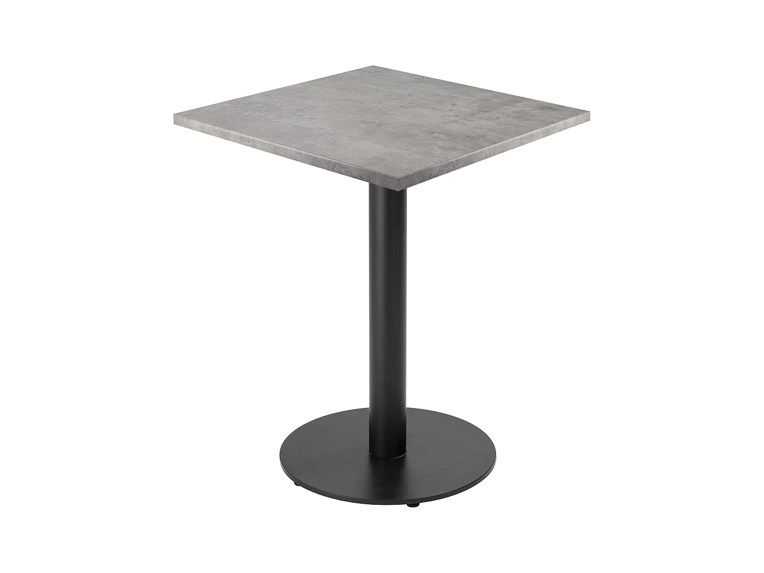 Table à manger carrée 60 cm pied noir et revêtement béton gris
