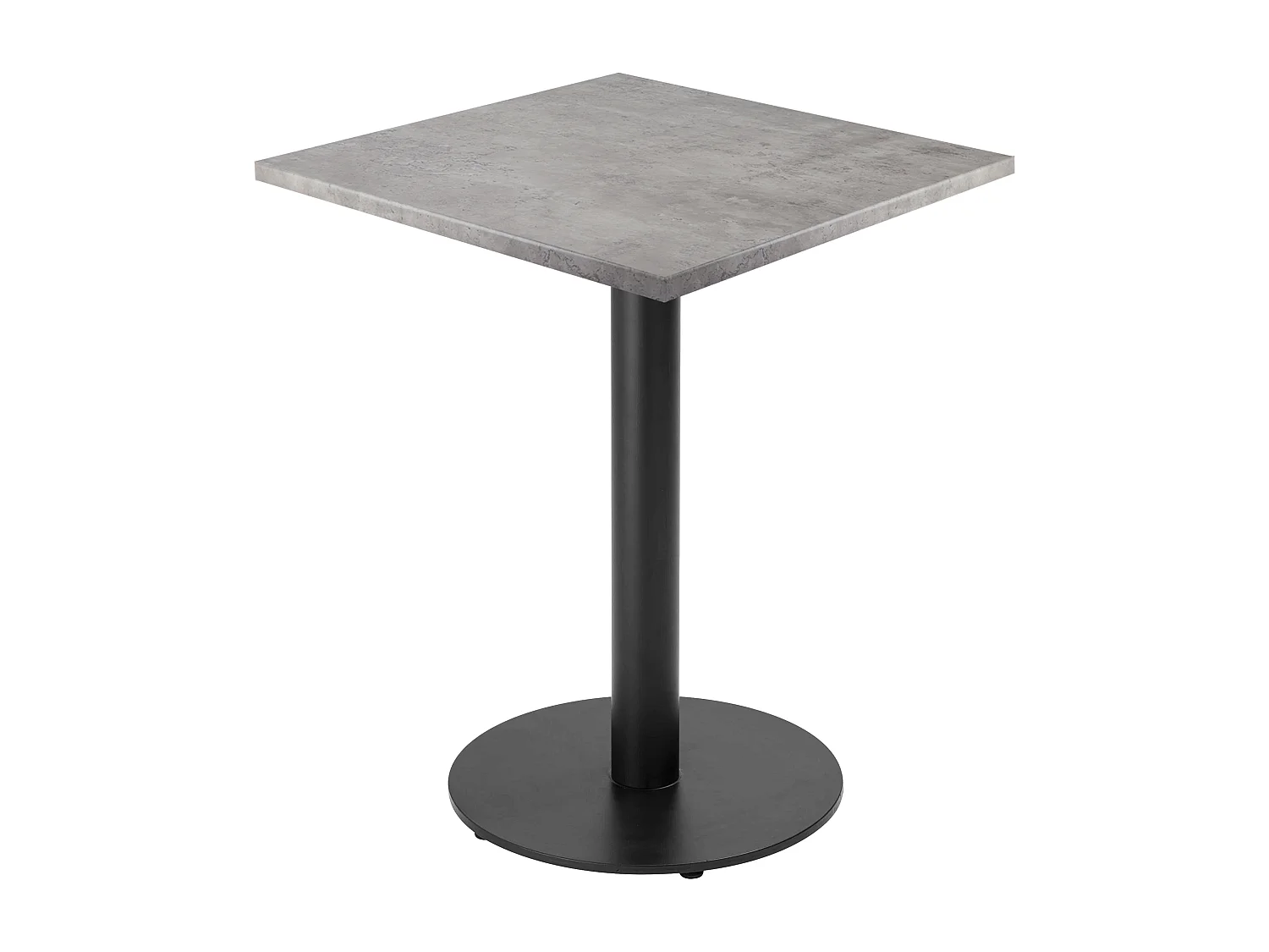 Table à manger carrée 60 cm pied noir et revêtement béton gris
