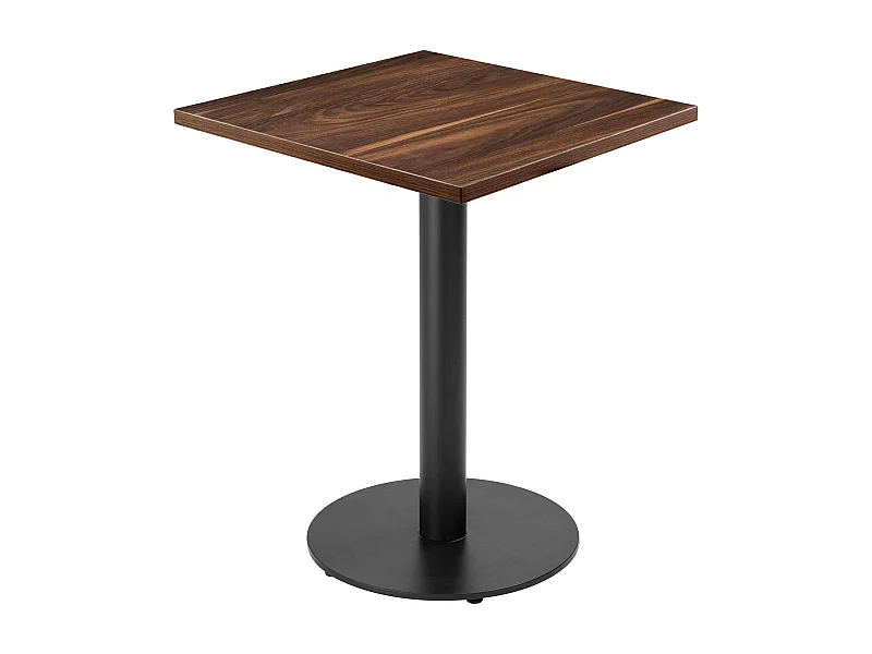 Tafel vierkant 60 cm zwart onderstel en donker houten bekleding