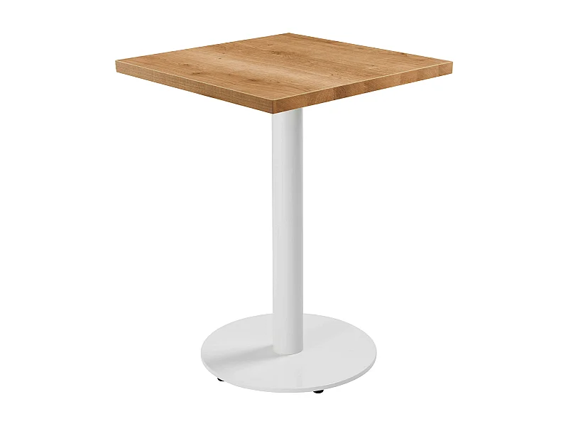 Tafel vierkant 60 cm witte voet en lichte houten bekleding