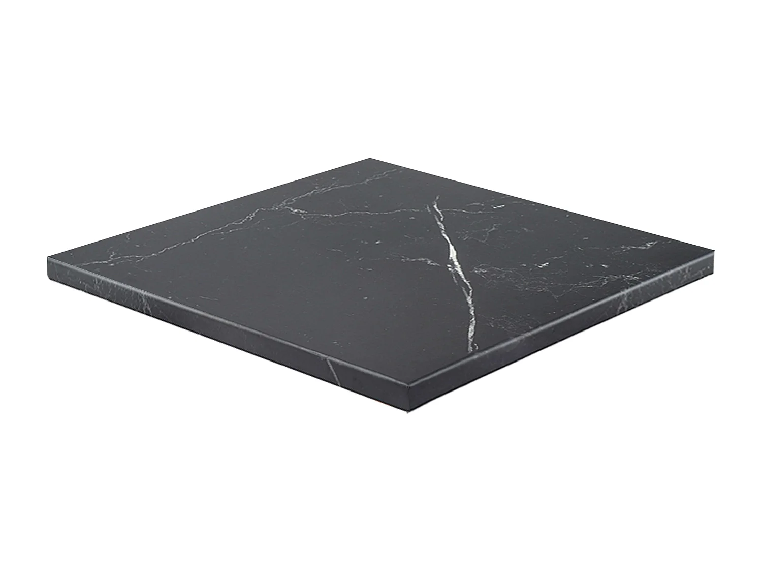 Table à manger carrée 60 cm pied blanc et revêtement marbre noir