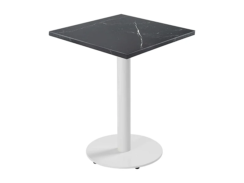 Tafel vierkant 60 cm witte voet en zwarte marmeren bekleding