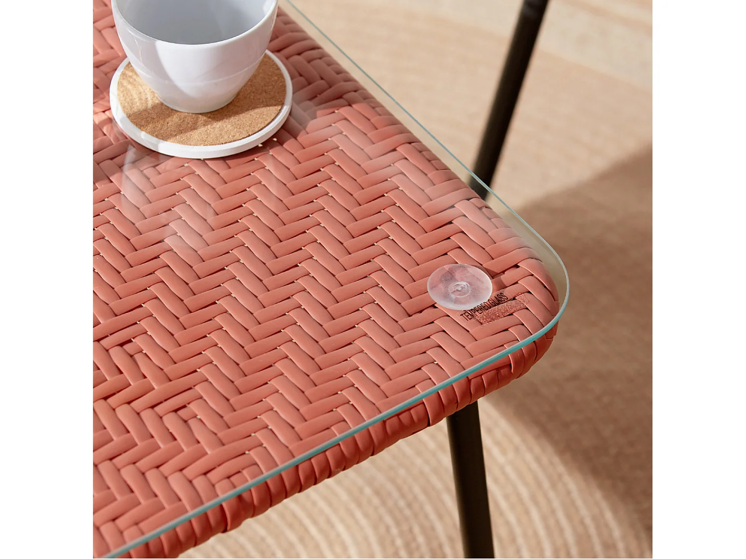 Conjunto de jardín de 2 plazas con mesa terracota ACAPULCO