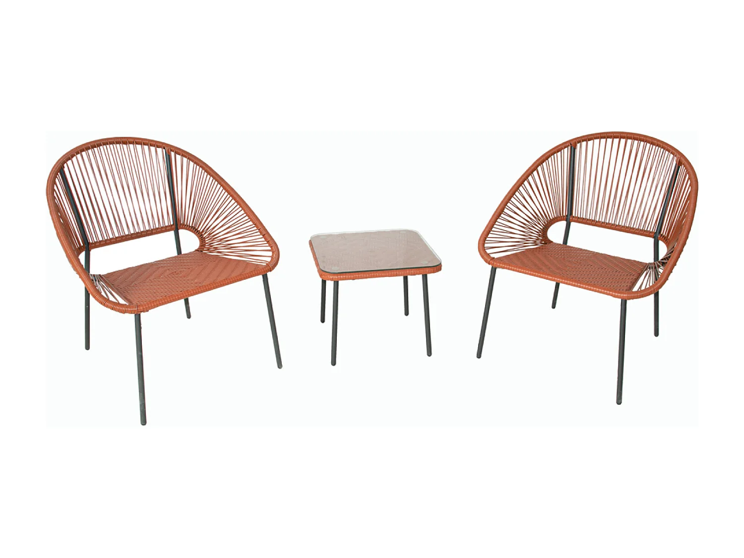 Salon de jardin 2 places avec table terracotta ACAPULCO