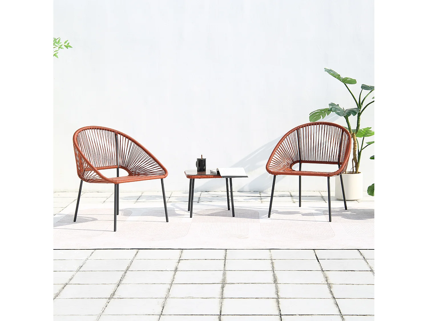 Salon de jardin 2 places avec table terracotta ACAPULCO