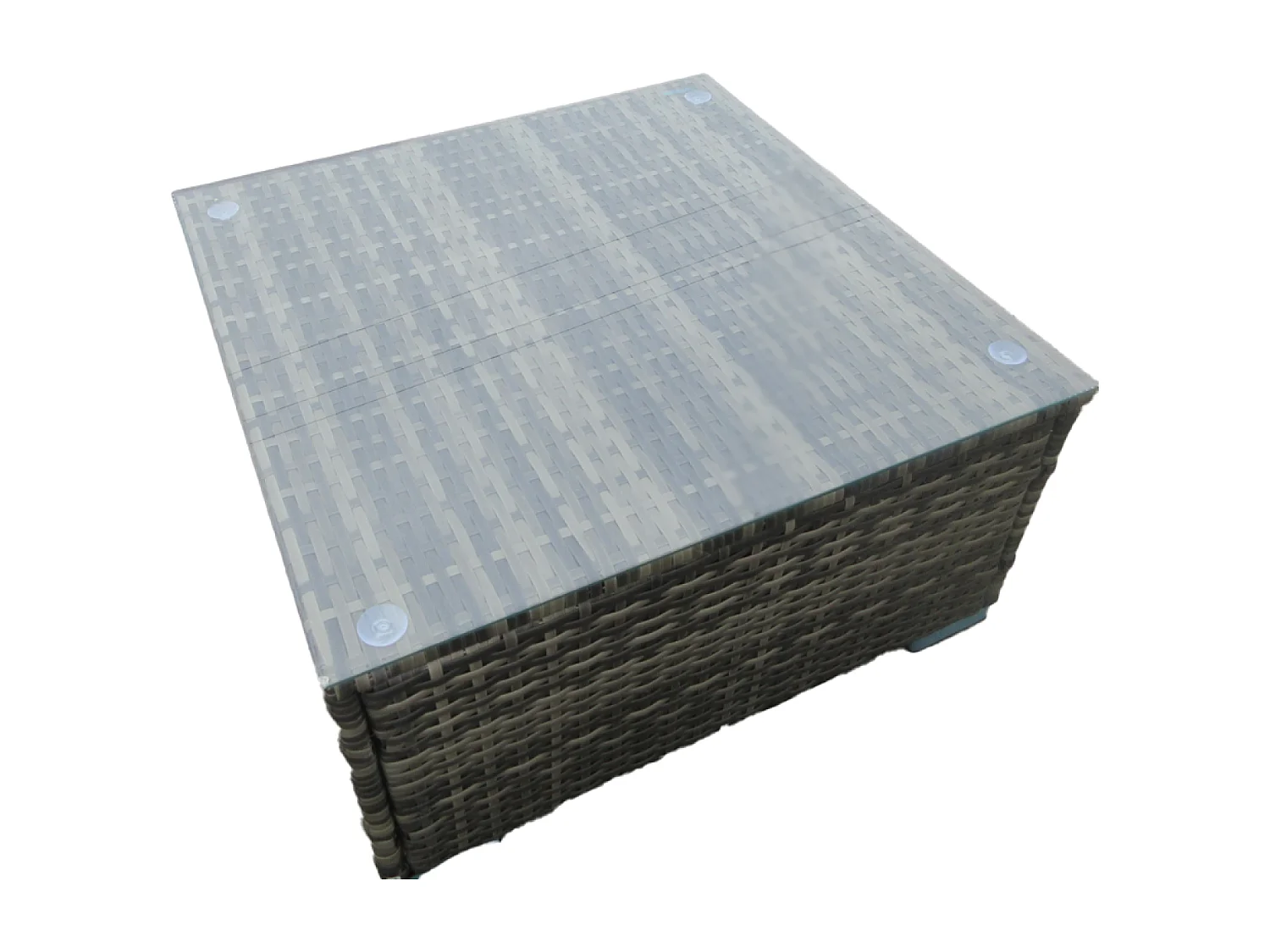 salon de jardin modulable 6 places en résine tressée - gris sombre et beige ALDABRA