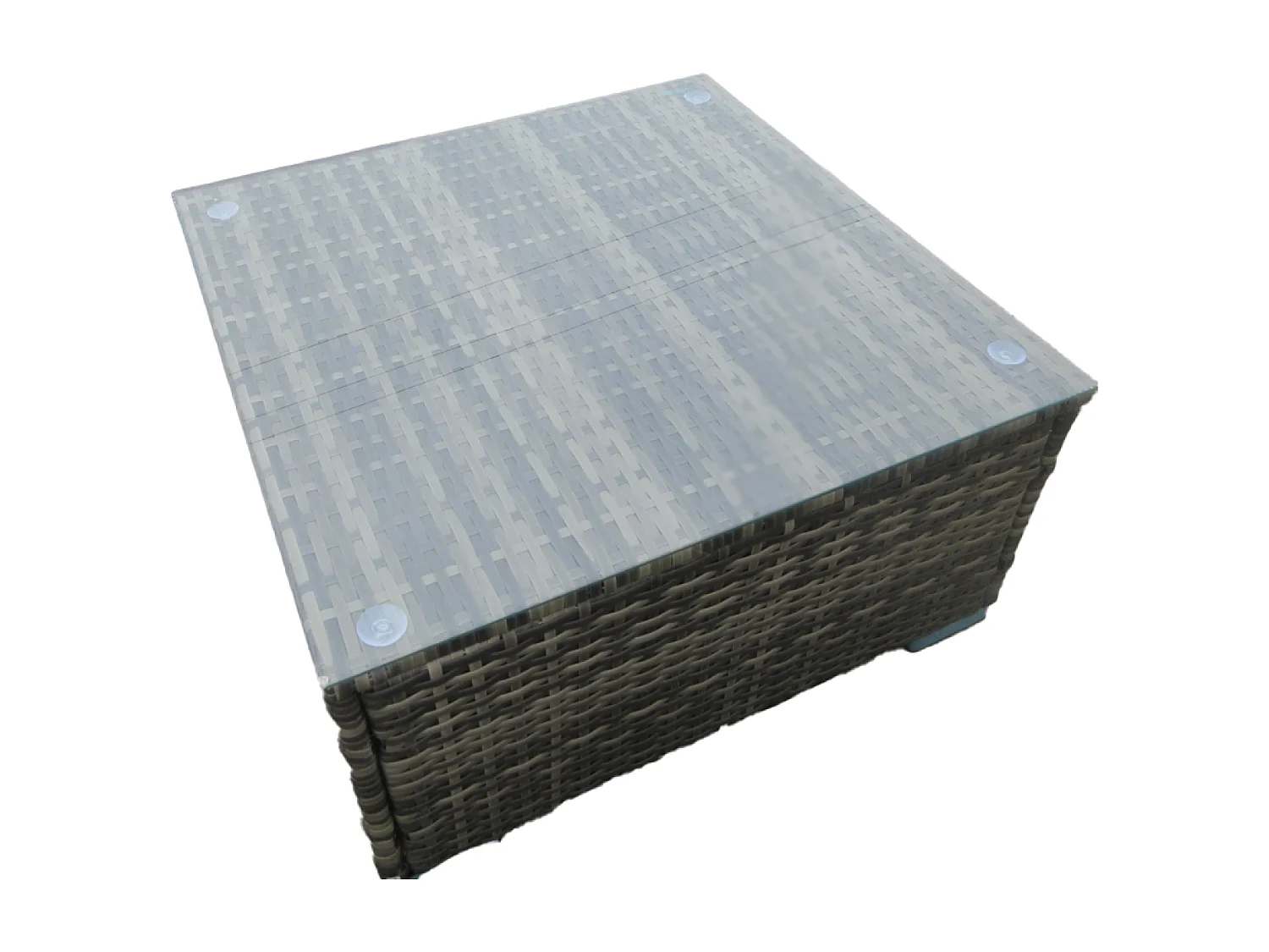 salon de jardin modulable 6 places en résine tressée - gris sombre et beige ALDABRA