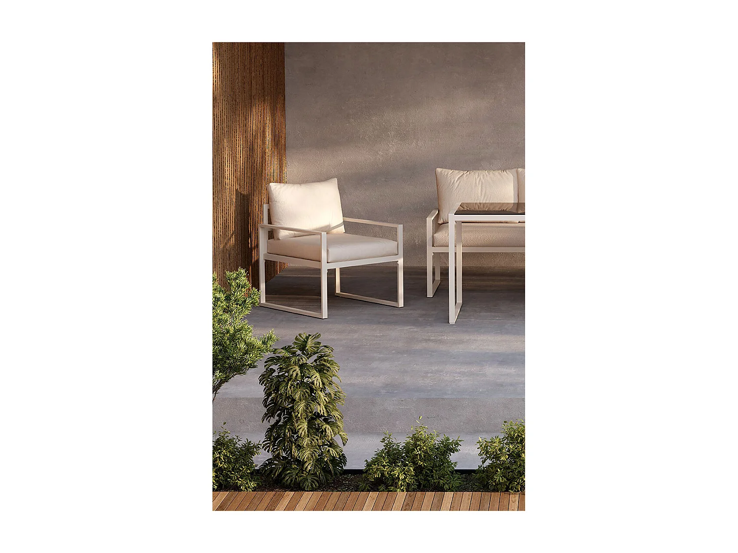 Ensemble canapé fauteuils et table de jardin Catania