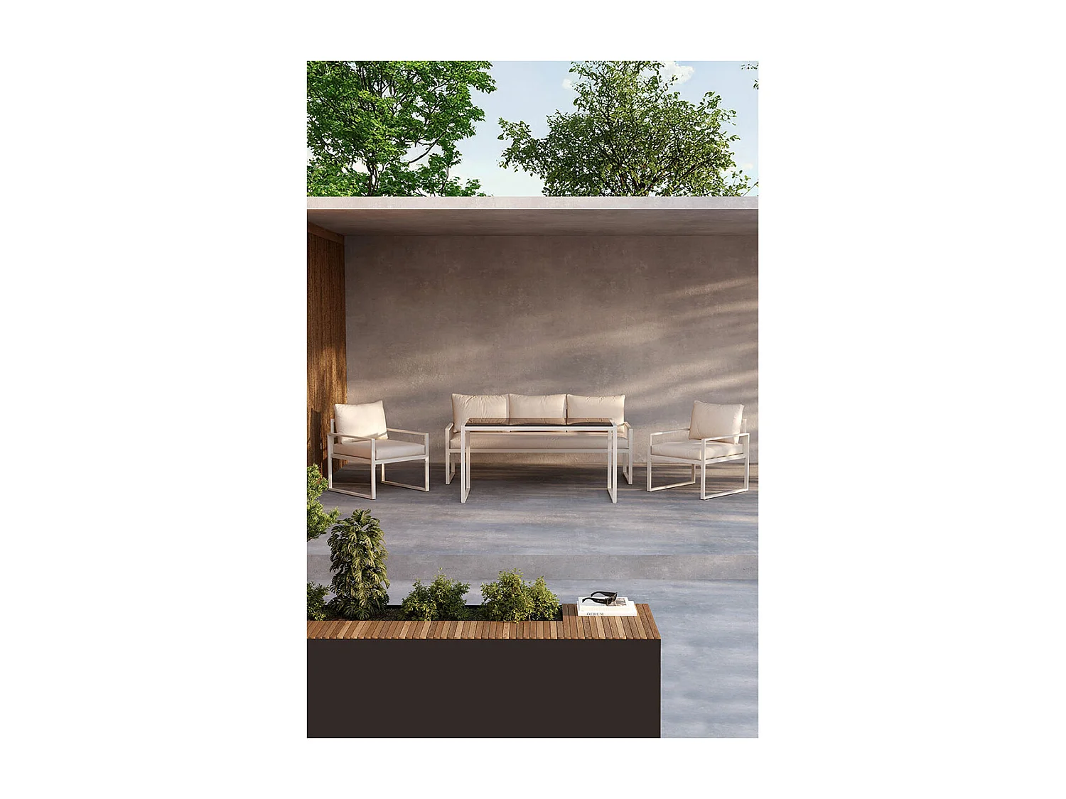 Ensemble canapé fauteuils et table de jardin Catania