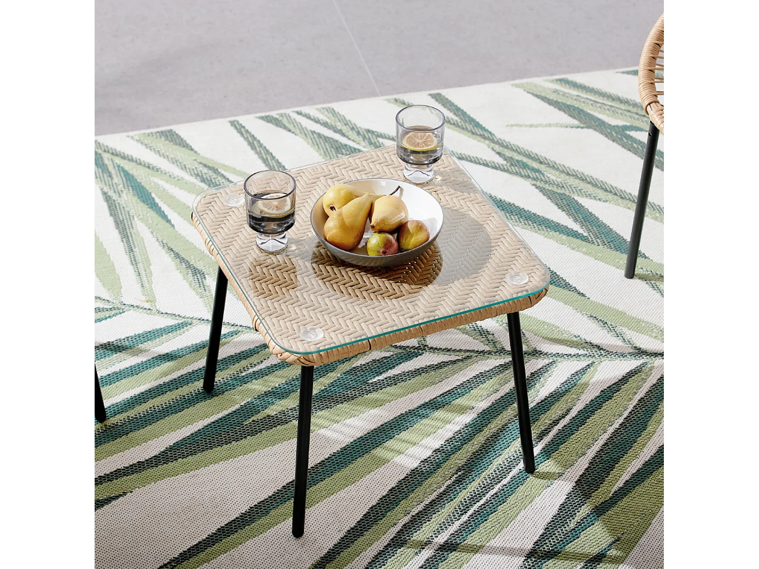 Salon de jardin 2 places avec table naturel ACAPULCO