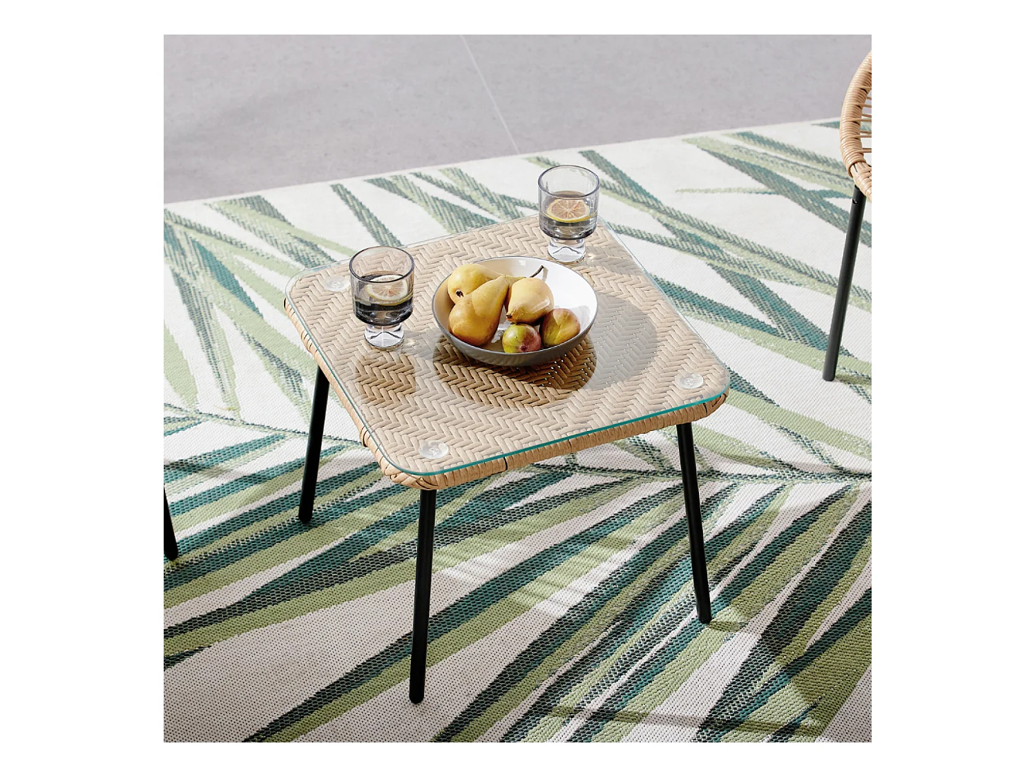 Salon de jardin 2 places avec table naturel ACAPULCO