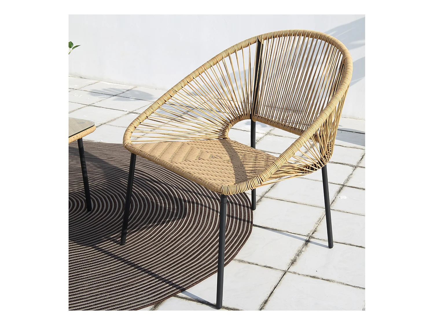 Salon de jardin 2 places avec table naturel ACAPULCO