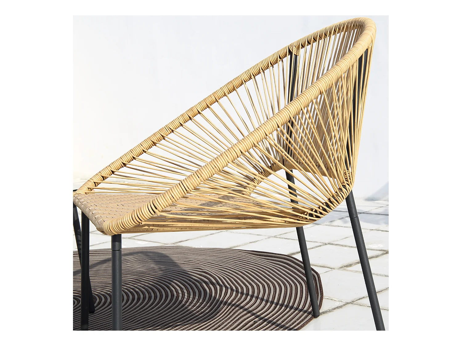 Salon de jardin 2 places avec table naturel ACAPULCO