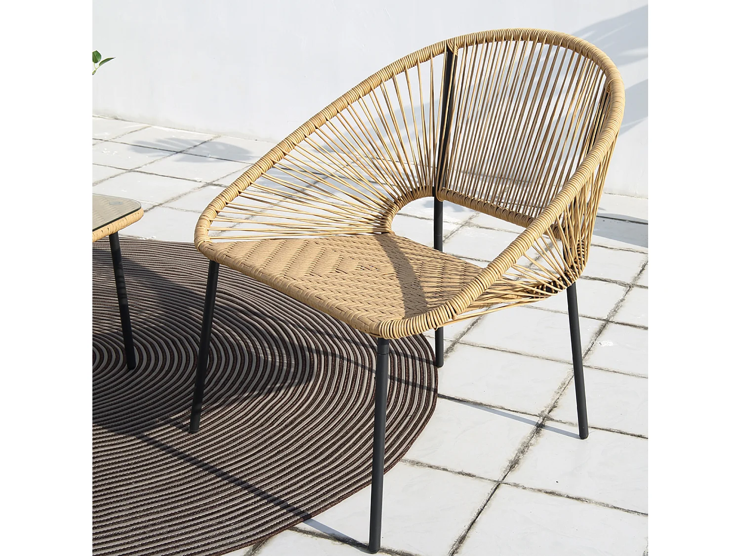 Salon de jardin 2 places avec table naturel ACAPULCO