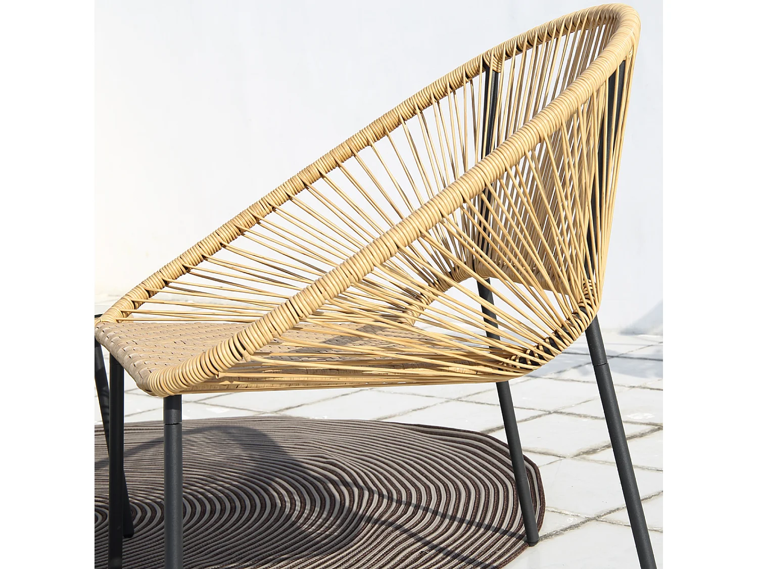 Salon de jardin 2 places avec table naturel ACAPULCO