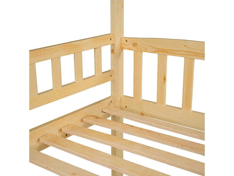 Überlagertes Bett, 2x90x200 cm Kinderhütte - mit Aufbewahrungstreppe - Rutsche - Abnehmbares unteres Bett - Weiß