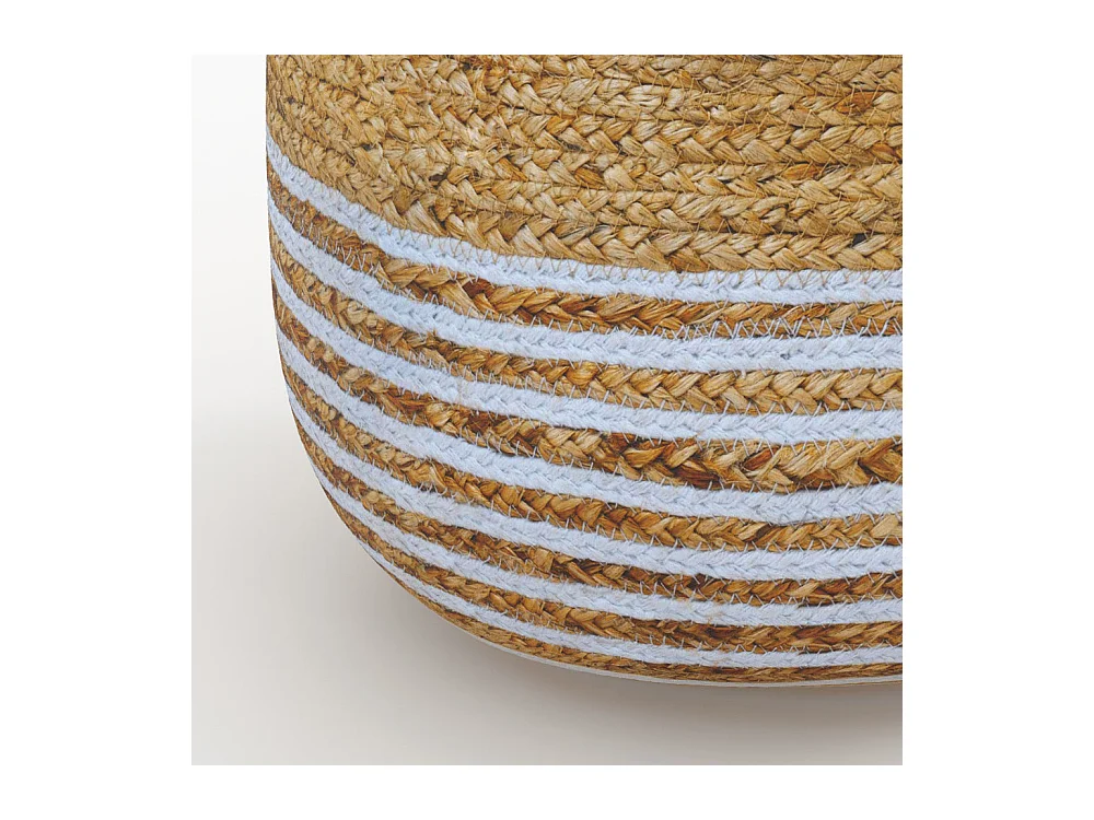 Pouf rotondo in juta, sottili righe bianche D40 cm - Billy