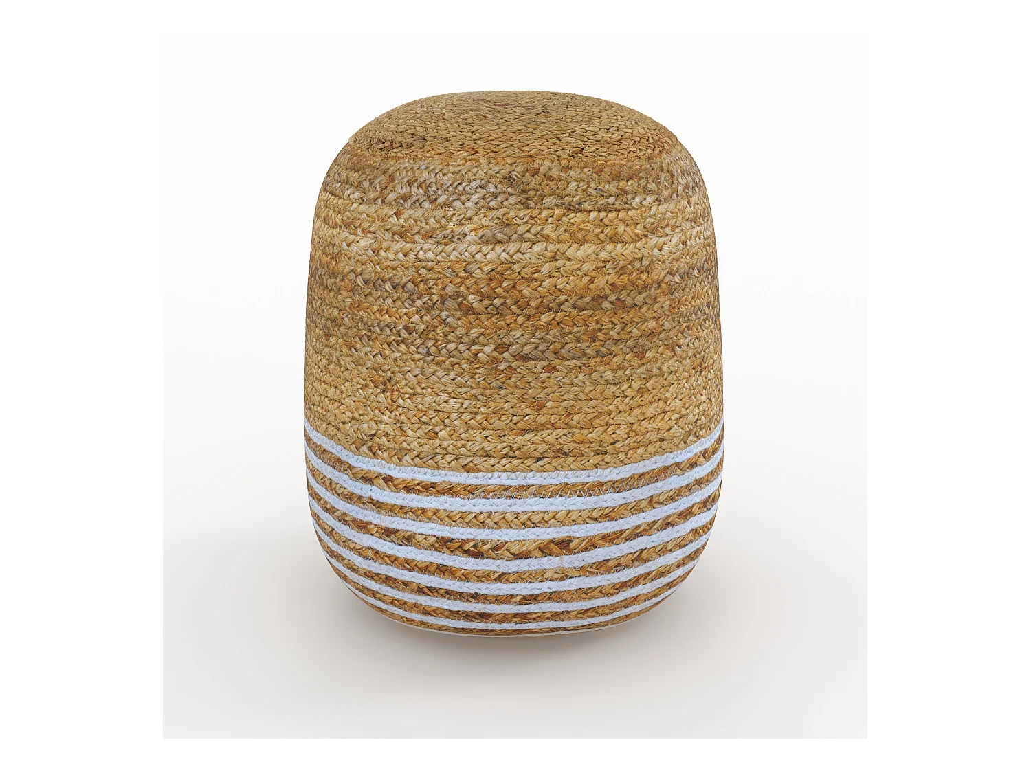 Pouf rotondo in juta, sottili righe bianche D40 cm - Billy