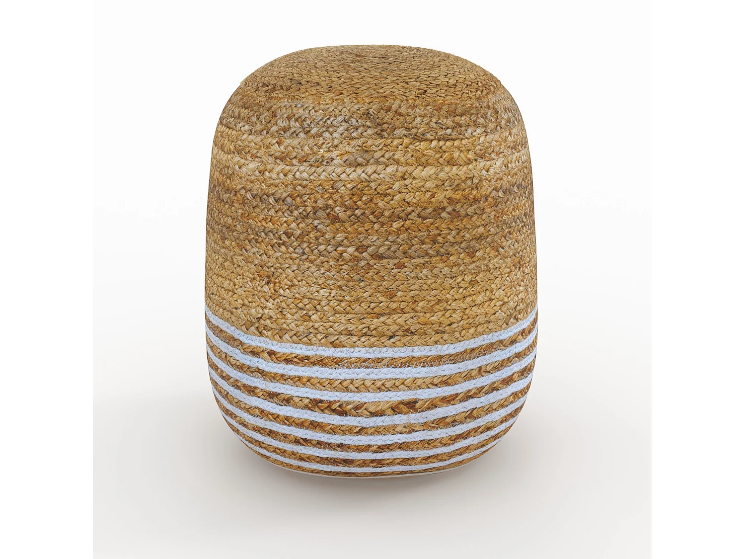 Pouf rotondo in juta, sottili righe bianche D40 cm - Billy