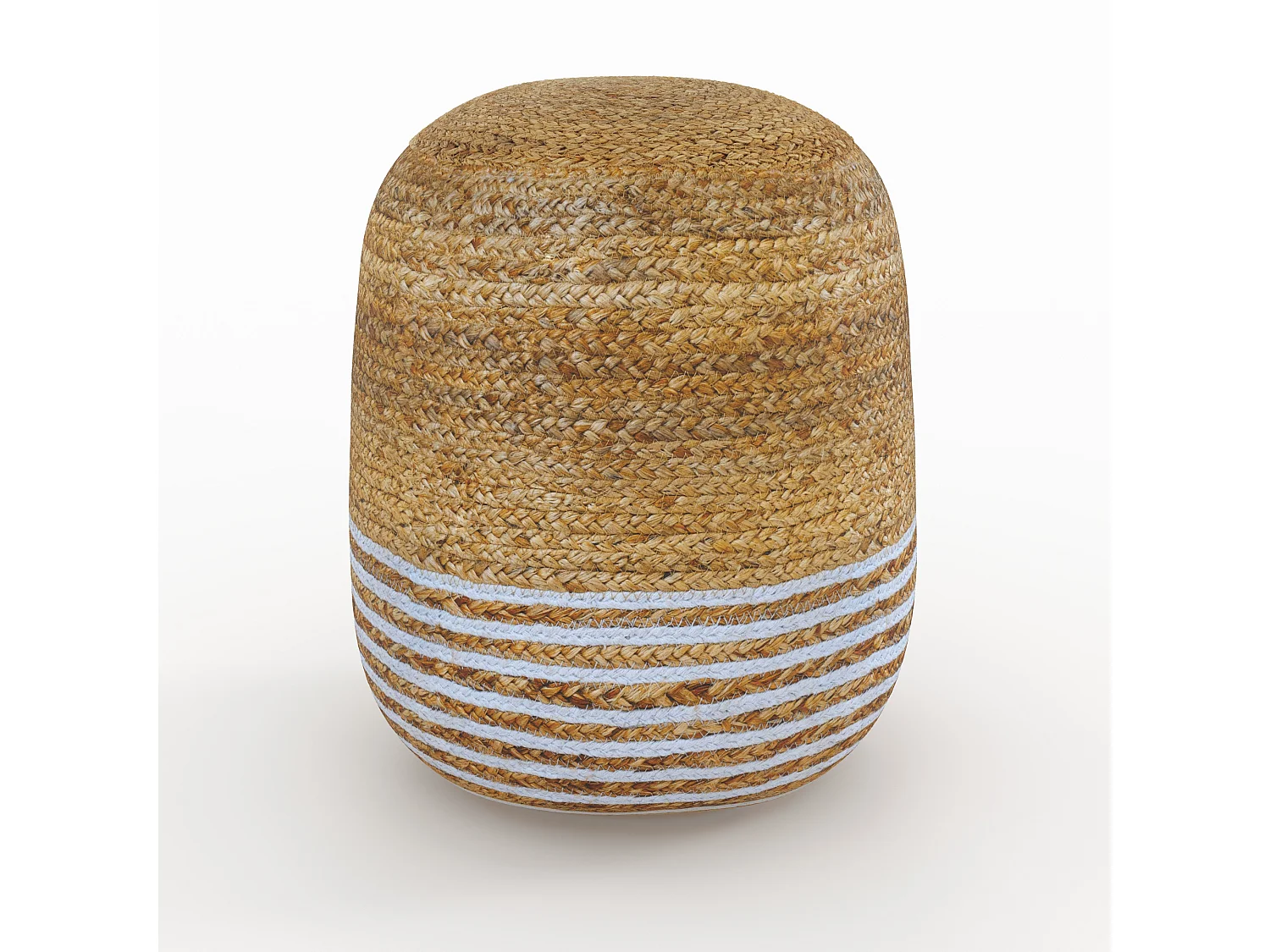 Pouf rotondo in juta, sottili righe bianche D40 cm - Billy