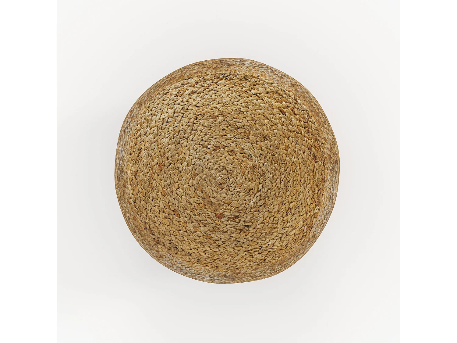 Pouf rond en jute, fines rayures blanches D40 cm - Billy