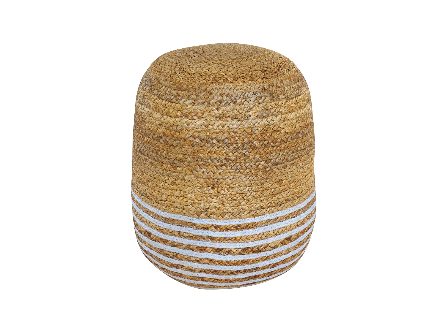 Pouf rotondo in juta, sottili righe bianche D40 cm - Billy
