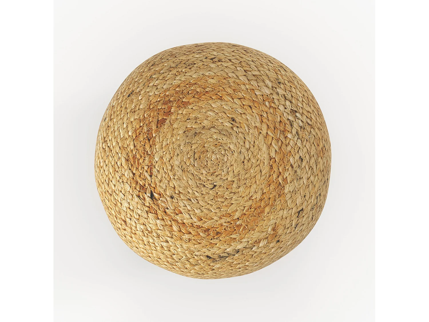 Pouf rond rayé en jute et blanc D40 cm - Billy