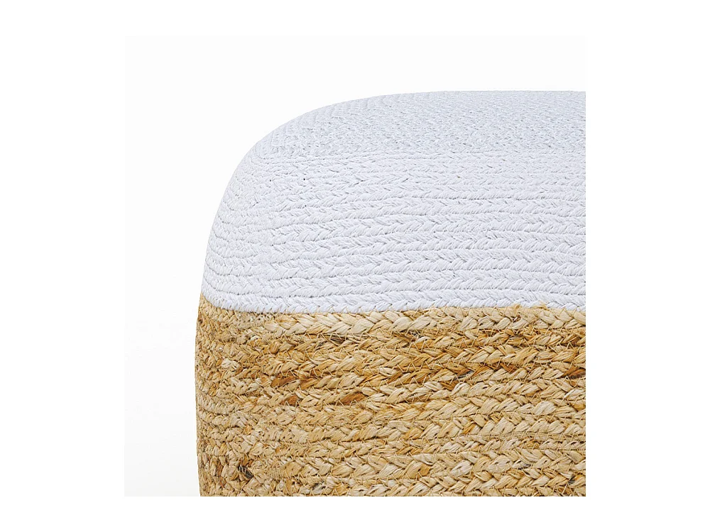 Puf de yute beige y blanco D40 cm - Billy