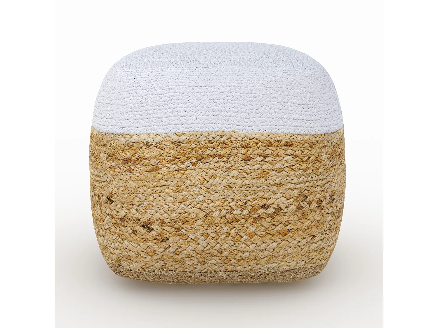 Puf de yute beige y blanco D40 cm - Billy