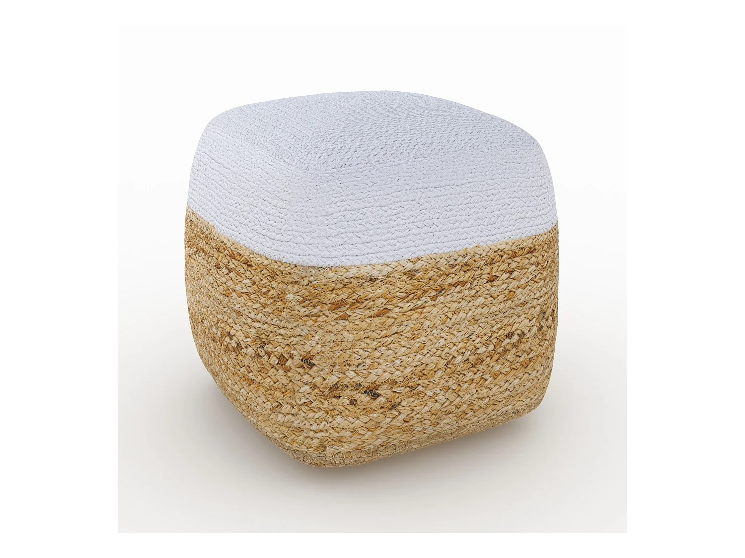 Pouf en jute beige et blanc D40 cm - Billy