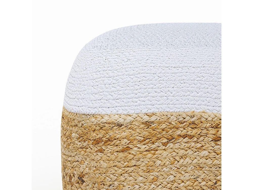 Pouf en jute beige et blanc D40 cm - Billy