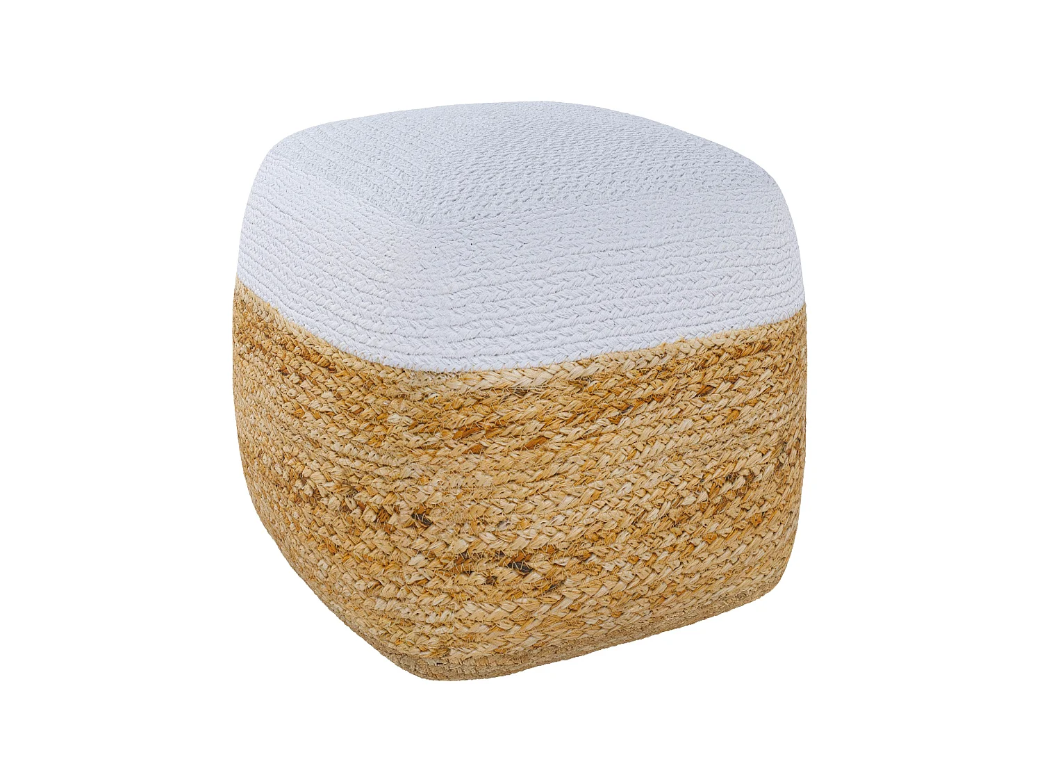 Puff in juta beige e bianco D40 cm - Billy