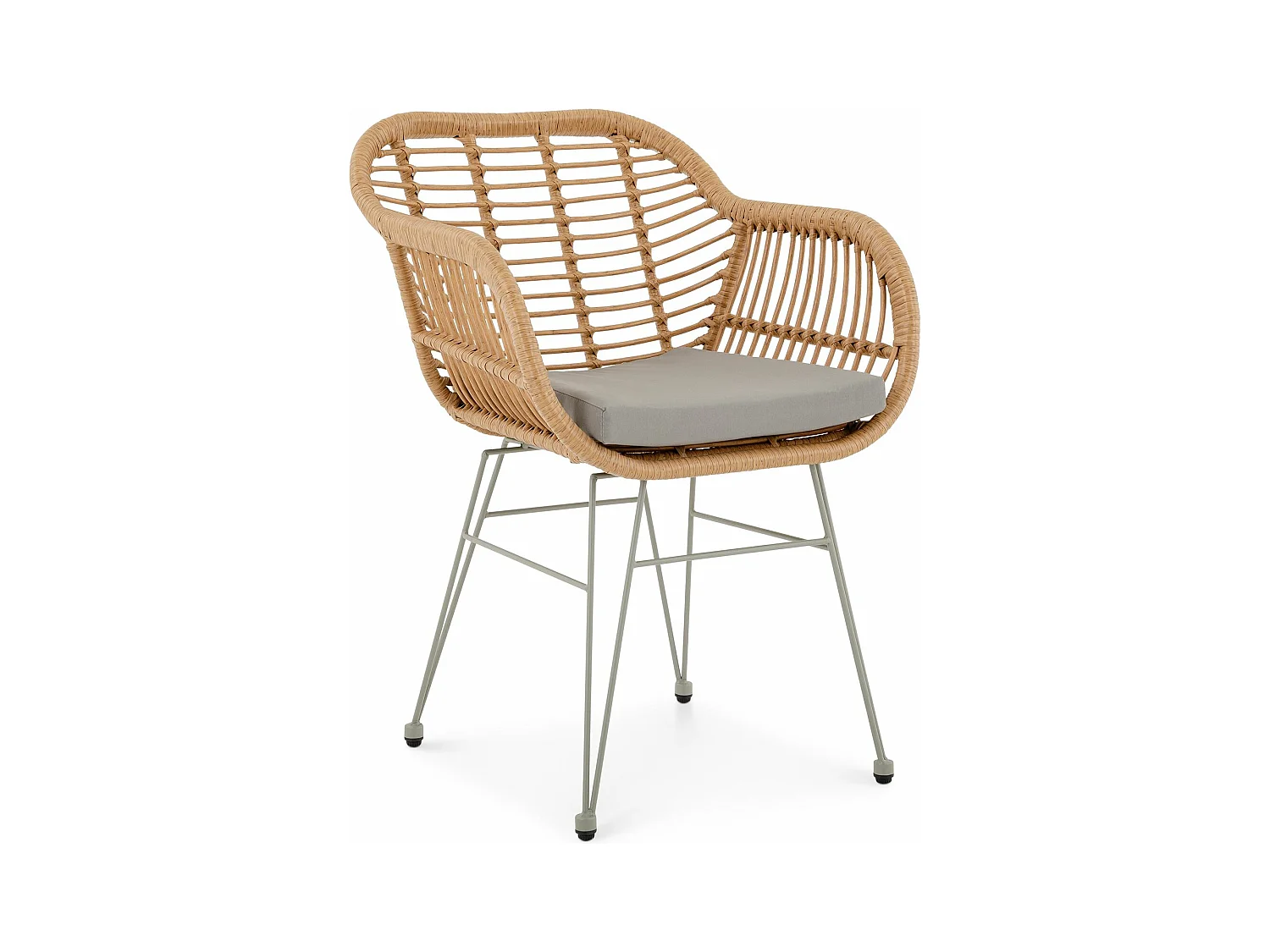 Chaise de salle à manger PARAMO imitation rotin brun et gris, fauteuil d'extérieur pour jardin résitant aux UV