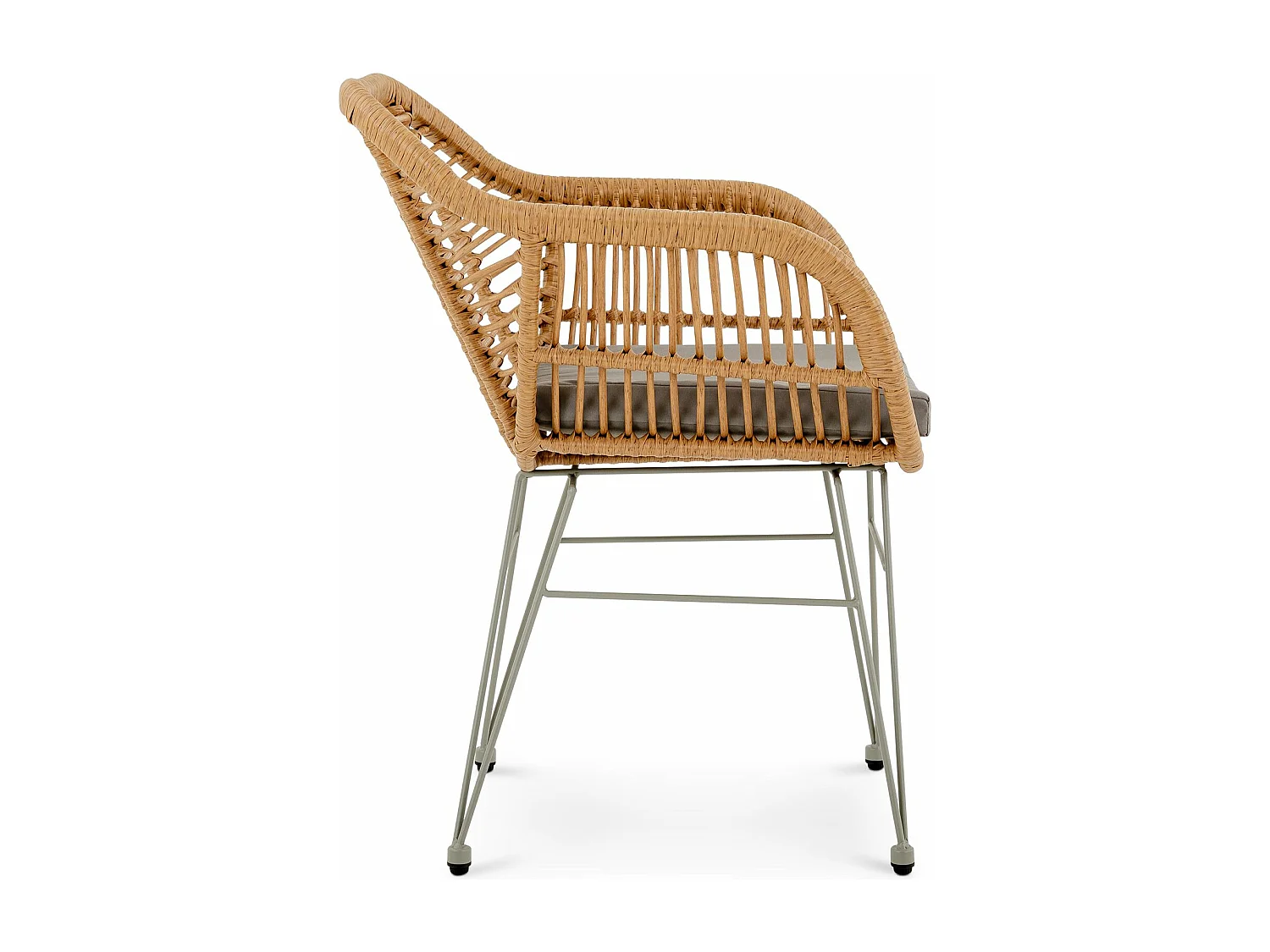 Chaise de salle à manger PARAMO imitation rotin brun et gris, fauteuil d'extérieur pour jardin résitant aux UV