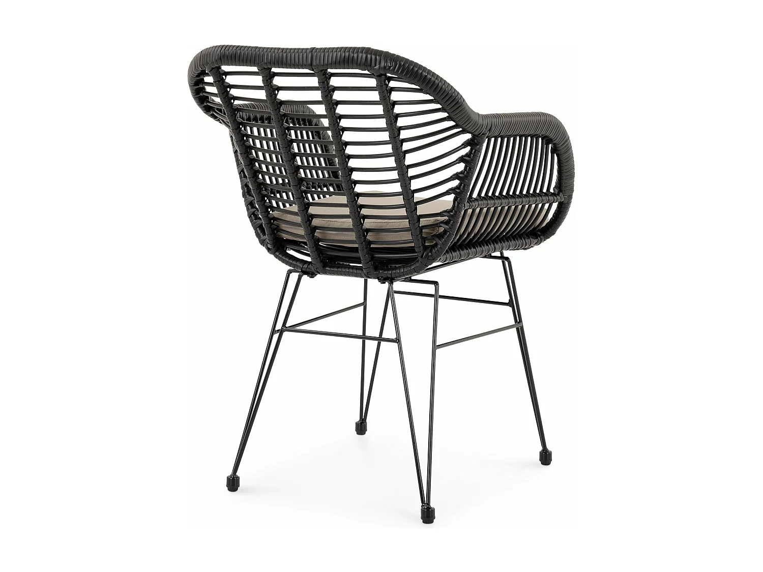 Chaise de salle à manger PARAMO imitation rotin noir et beige, fauteuil d'extérieur pour jardin résitant aux UV