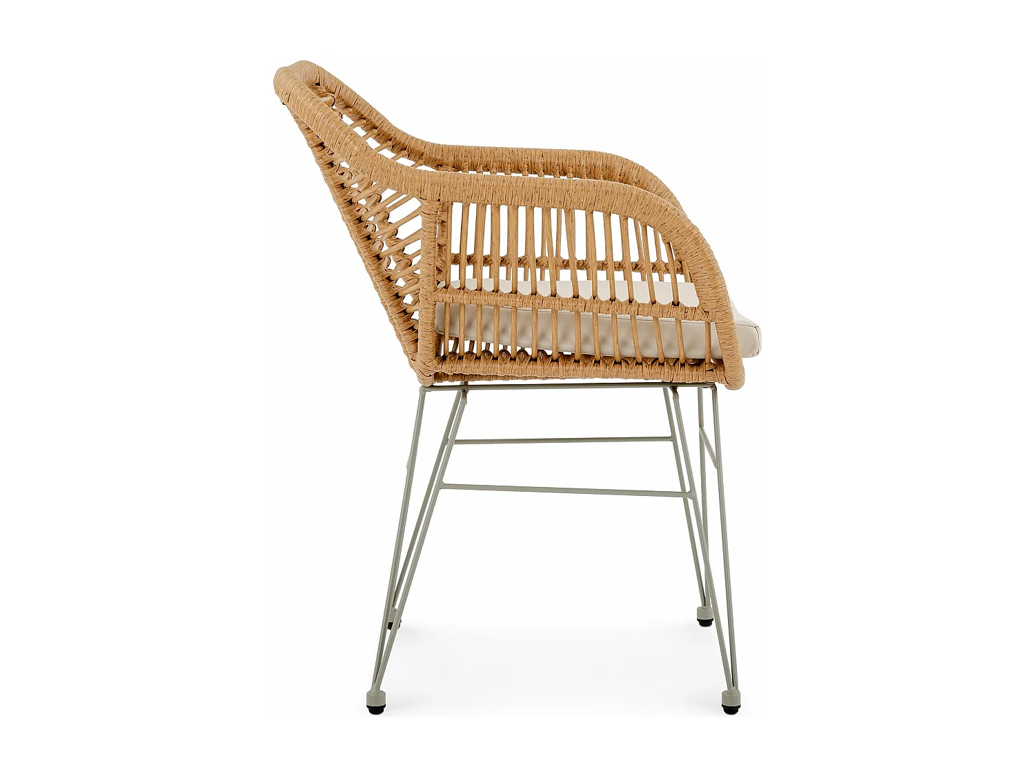 Lot de 2 chaises de jardin PARAMO, imitation rotin brun et beige fauteuil d'extérieur pour terrasse ou balcon