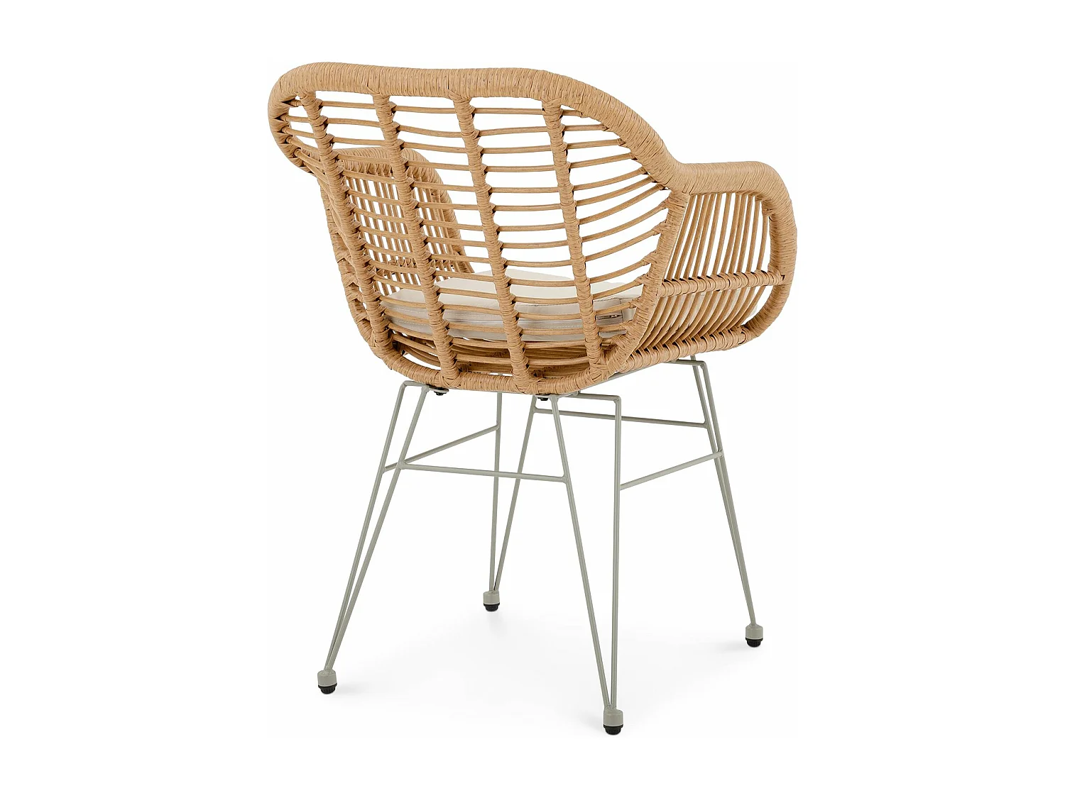 Lot de 2 chaises de jardin PARAMO, imitation rotin brun et beige fauteuil d'extérieur pour terrasse ou balcon