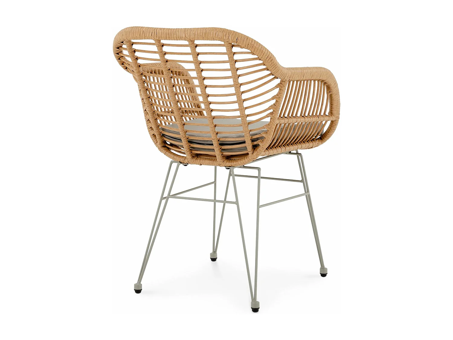 Lot de 2 chaises de jardin PARAMO, imitation rotin brun et gris fauteuil d'extérieur pour terrasse ou balcon