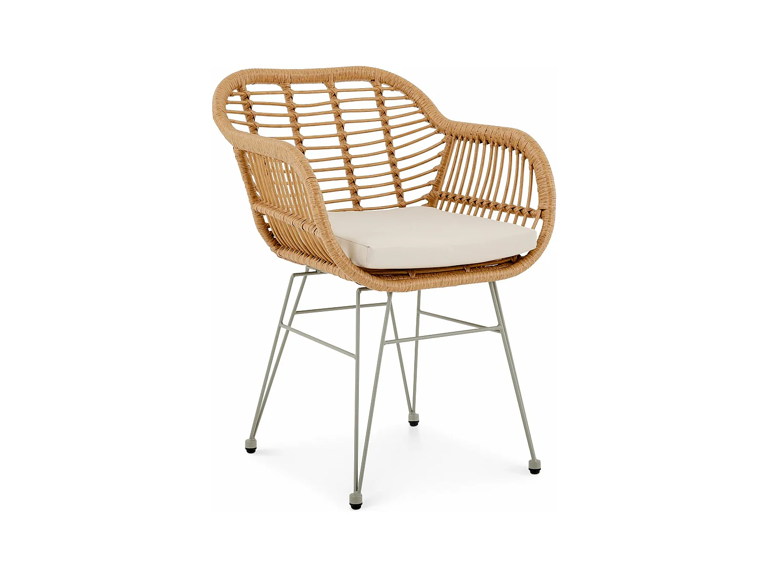 Chaise de jardin PARAMO, imitation rotin brun et beige fauteuil d'extérieur pour terrasse ou balcon