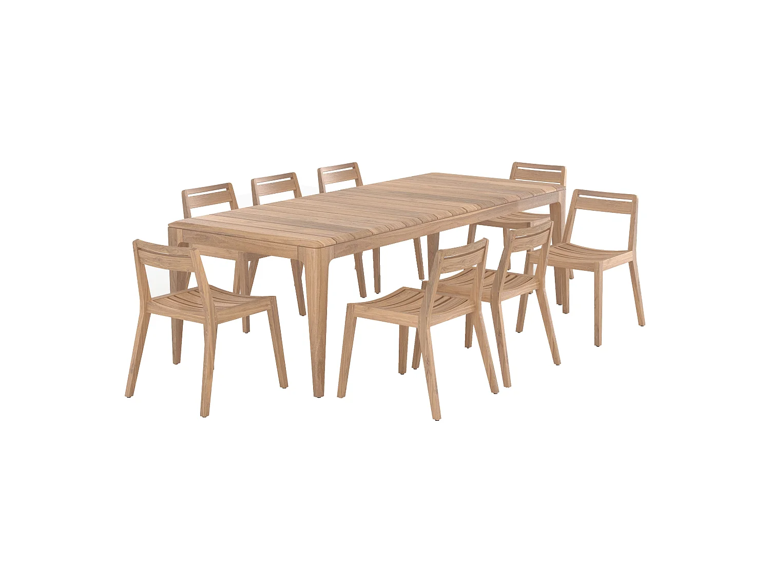 Mesa y sillas de jardín para 8 personas de madera de teca reciclada - Nonza
