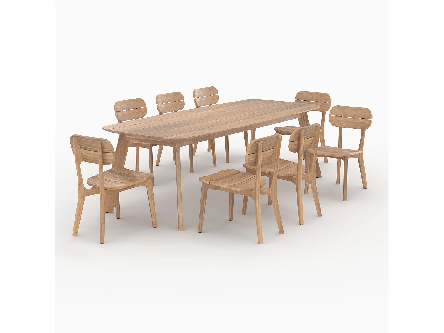 Mesa y sillas de jardín para 8 personas de madera reciclada - Lumo