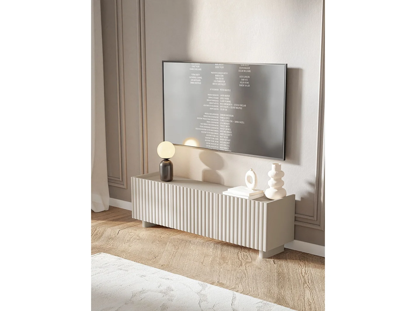 TV-Lowboard 3-türig - Greige - 144 cm - FIORRA