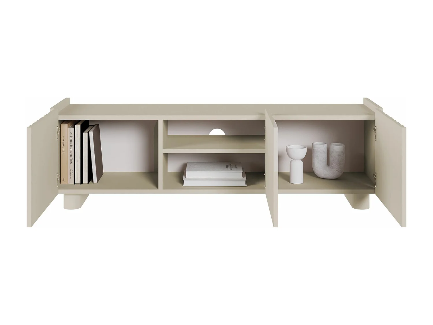 Meuble TV 3 portes - 144 cm - grège - FIORRA