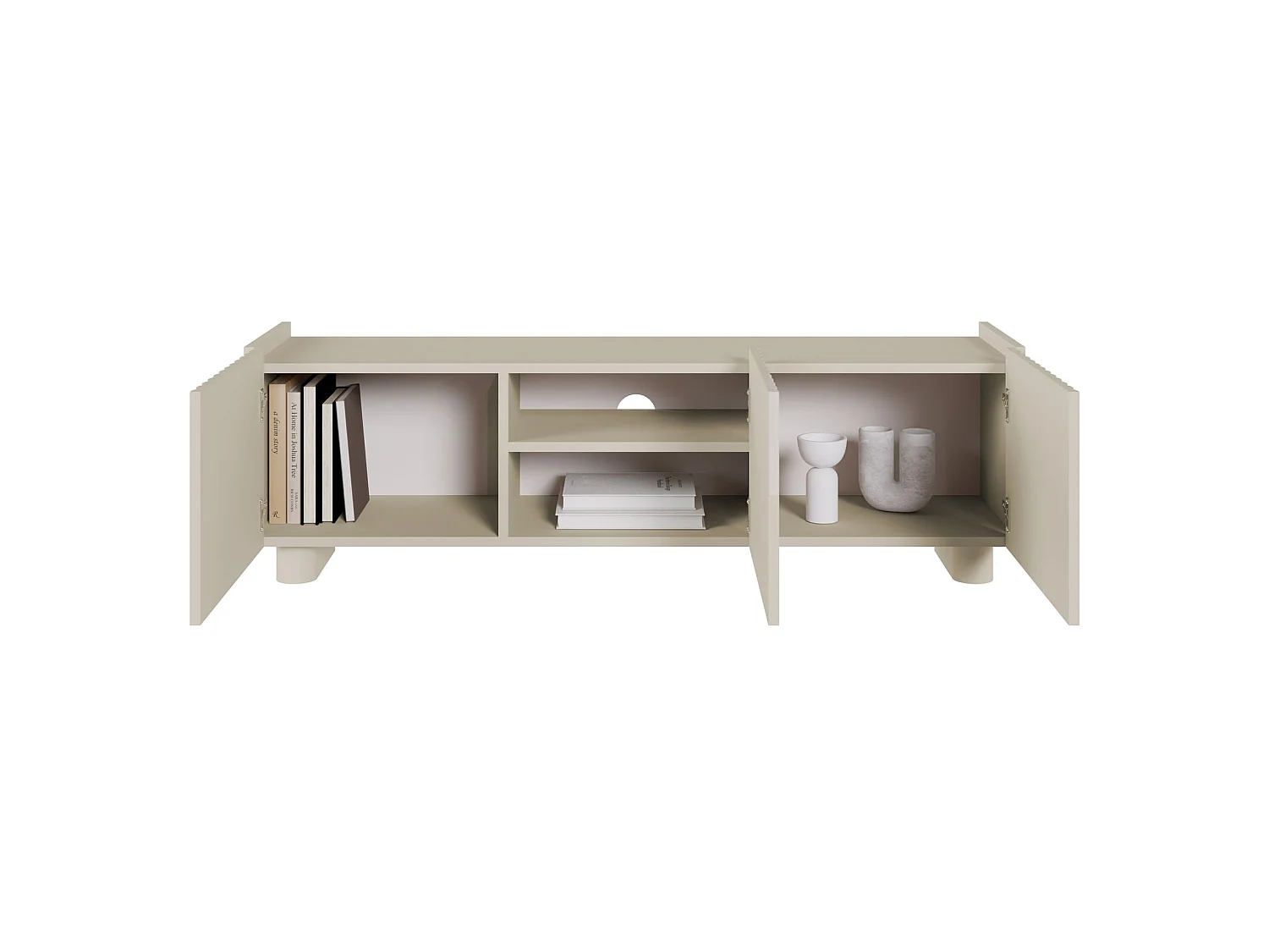 Meuble TV 3 portes - 144 cm - grège - FIORRA