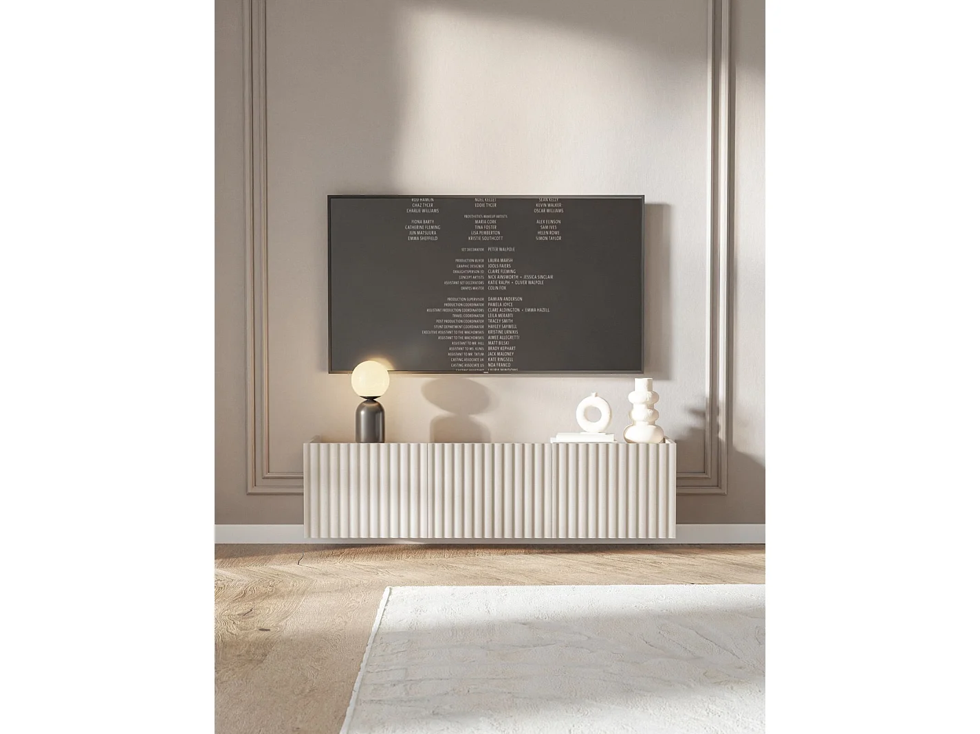 TV-Hängeboard 3-türig - Greige - 144 cm - FIORRA